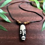 African Brown & Black Tribal Mask Pendant Ethnic Necklace Jewelry