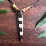 African Black & White Wooden Pendant  Ethnic Tribal Necklace Jewelry - Image 2