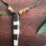 African Black & White Wooden Pendant  Ethnic Tribal Necklace Jewelry - Image 3