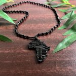 Black Beaded Tribal Africa Pendant Acrylic Ethnic Necklace Jewelry