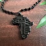 Black Beaded Tribal Africa Pendant Acrylic Ethnic Necklace Jewelry - Image 2