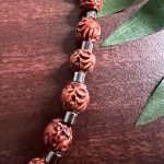 African Orange Tribal Circular Bead & Gray Marble Ethnic Necklace Jewelry - Image 4