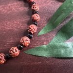 African Orange Tribal Circular and Black Bead Ethnic Necklace Jewelry - Image 2