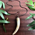 Adjustable African Beige Acrylic Shark Tooth Ethnic Tribal Necklace Jewelry