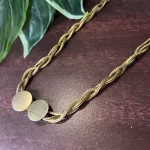 Gold Long Circle Connection Chain Necklace - Image 4
