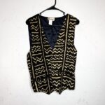 (One Size) Authentic Mud Cloth Unisex Off Black & Ivory Vest