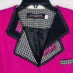 (Large) Vintage Hot Pink Women Blazer w/ Plaid Embroidered Detail - Image 2