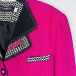 (Large) Vintage Hot Pink Women Blazer w/ Plaid Embroidered Detail - Image 3