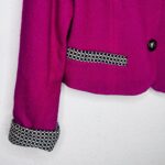 (Large) Vintage Hot Pink Women Blazer w/ Plaid Embroidered Detail - Image 4