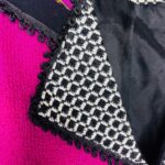 (Large) Vintage Hot Pink Women Blazer w/ Plaid Embroidered Detail - Image 6
