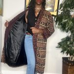 (One Size) Vintage Black & Burgundy Tribal Print Women Duster - Image 2