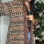 (One Size) Vintage Black & Burgundy Tribal Print Women Duster - Image 4