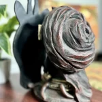 African Vintage Man & Giraffe Mesh Tribal Statue - Image 5