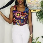 All of Africa Colorful African Print Women Square Collar Sleeveless Blouse - Image 3