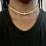 Gold Chain Women Choker Necklace with Diamonds Center - Image 5