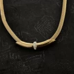 Gold Chain Women Choker Necklace with Diamonds Center - Image 3