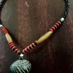 Tribal Print Unisex Multi Color Round Pendant Necklace - Image 3