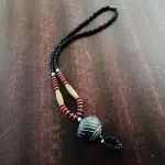 Tribal Print Unisex Multi Color Round Pendant Necklace - Image 2