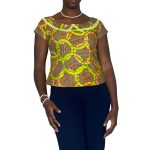 (XL) Ankara Print African Lime Green Circled Women Blouse - Image 2
