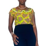 (XL) Ankara Print African Lime Green Circled Women Blouse - Image 3