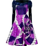 Shades of Purple African Print Women Flair Out MIDI Dress - Image 3