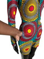 African Print Multicolor Stretchy Women Long Sleeve Short Romper/ Body Suit - Image 6