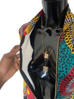 African Print Multicolor Stretchy Women Long Sleeve Short Romper/ Body Suit - Image 7