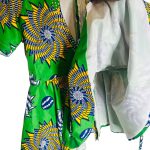 Green African Print Low V-Neck Flare Out Women Blouse ￼ - Image 4