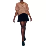 (One Size) Rose Gold Vintage Women Scrunched Designs Blouse - Image 3