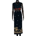 (Medium) Animal Prints Women Vintage Black Long Skirt
