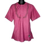 (Large) African Pink Nigerian Senator Style Men Two Piece Top & Pants - Image 2