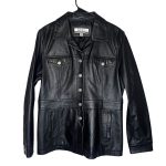 (L/XL) 90s Vintage 100% Leather Women Black Jacket