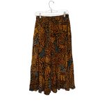 (One Size) Brown Abstract Print Women Flowing Long Skirt - Image 2
