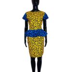 Yellow & Turquoise Women African Print Midi Dress
