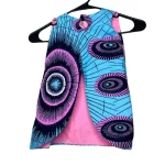 (2T) Blue & Pink African Print Toddler Girl Vest/ Blouse - Image 2