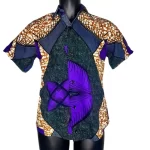 (Small) African Print, Purple & Brown Unisex Color Shirt