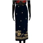 (Medium) Animal Prints Women Vintage Black Long Skirt - Image 2