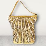 Vintage Golden Yellow Handbag w/ Pearl, Metal, and Bead Embroidery
