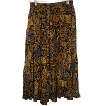 (One Size) Brown Abstract Print Women Flowing Long Skirt - Image 3