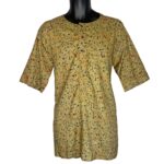 (Large) Mustard Green African Print Men Two Piece Set Shirt & Top - Image 2