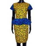 Yellow & Turquoise Women African Print Midi Dress - Image 2