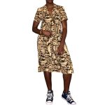 (XL) Vintage Brown Black & Beige Women Two Piece Blouse & Skirt - Image 3