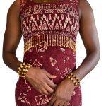 (M/L) Maroon Vintage Women Ethic Brown Beaded Midi Dress - Image 3