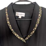 (L/XL)Vintage Black Women Blouse w/ Embroidered Floral Detail - Image 3