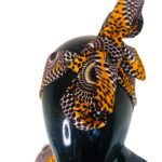 Orange & Brown Circular African Print Women Short Sleeve Duster/Cardigan & Scarf - Image 4