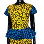 Yellow & Turquoise Women African Print Midi Dress - Image 3