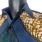 (Small) African Print, Purple & Brown Unisex Color Shirt - Image 3