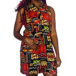 (2XL) Multi Colored 90s Vintage Women Collar Romper Shorts
