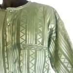 (L/XL) African Men Lace & Senator Style Nigerian Mint Green Shirt & Pants - Image 5