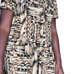 (XL) Vintage Brown Black & Beige Women Two Piece Blouse & Skirt - Image 5